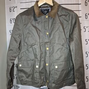 J. Crew Olive Green Jacket with Brown Collar